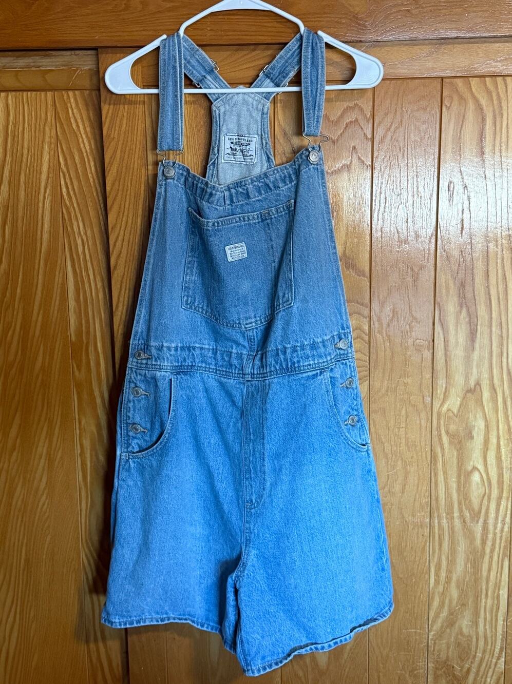 Women's Levi’s Light Wash Denim Shortalls Overalls - Size XL